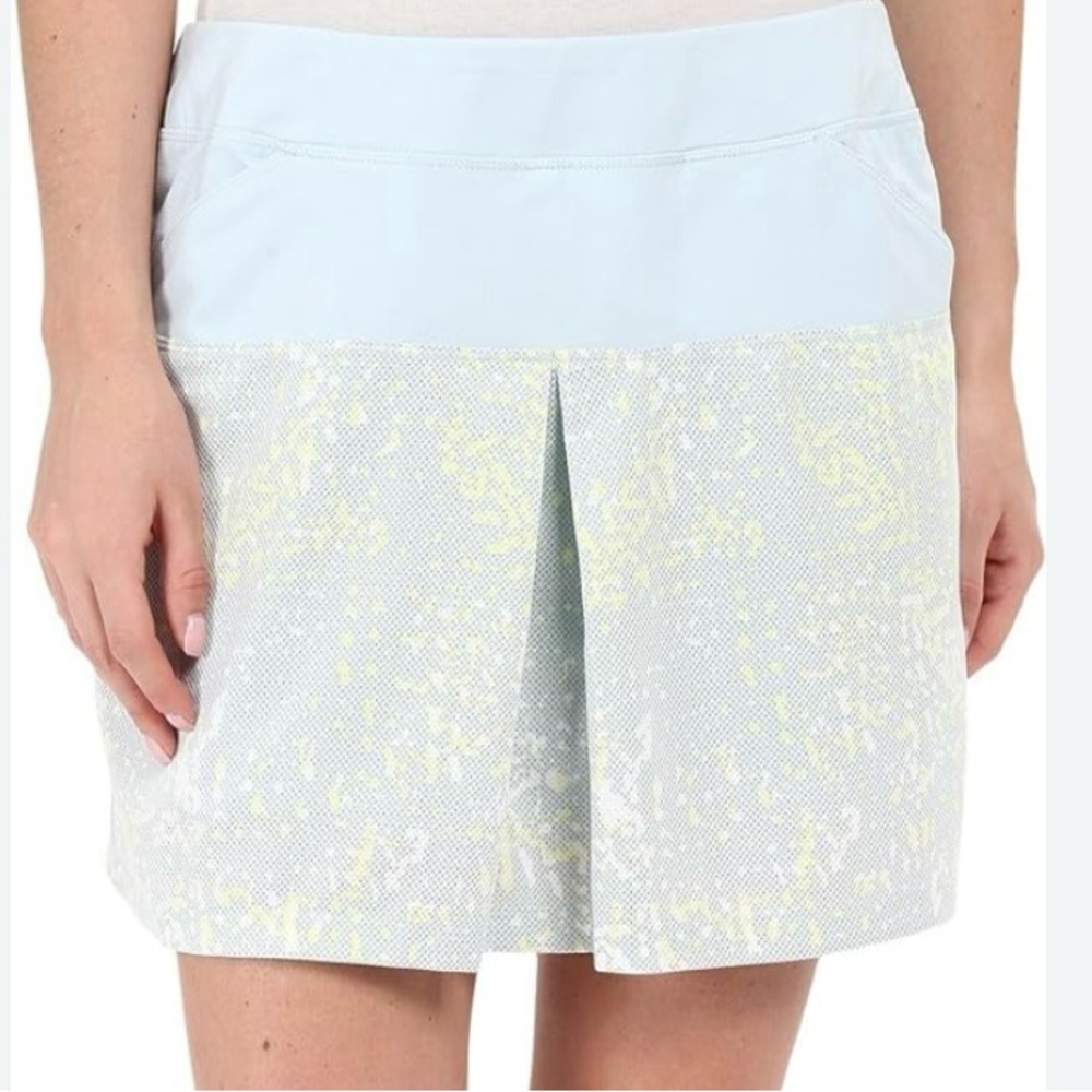 ADIDAS Blue Yellow Mixed Print Golf Tennis Pickleball Skort Pockets Size Medium